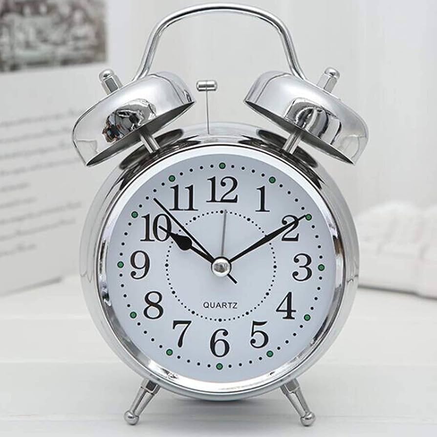 Twin Bell Table Clock (Silver)